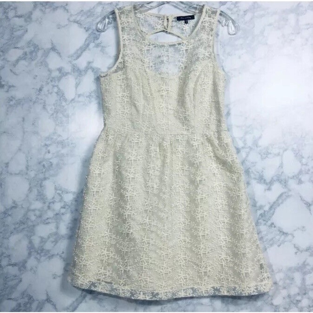 New Max & Riley Lace Dress Womens Medium Ivory Cream Short Mini Ladies